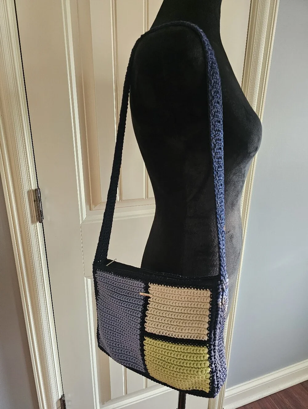The Sak Navy & Green Tight Weave Colorblock Shoulder Bag